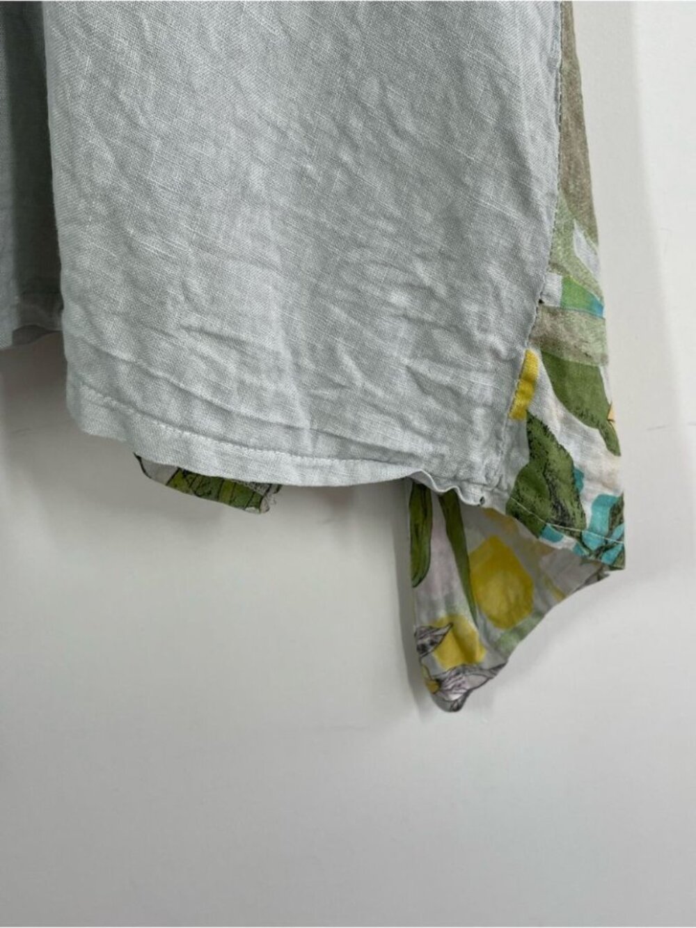 Made in Italy Linen Tunic Top Grey Floral Lagenlook Boho Oversized One Size - Picture 5 of 14